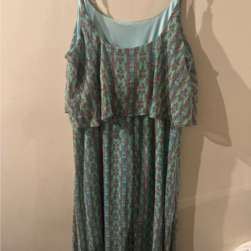 Faded Glory Teal and Pink Maxi Dress